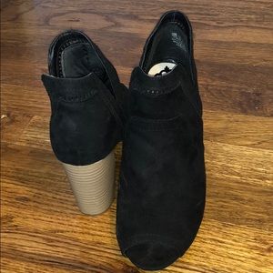 Black open toe booties